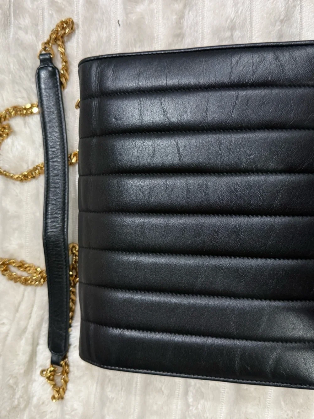 Saint Laurent Black Quilted Leather Shoulder Bag with Gold Hardware - Picture 7 of 7